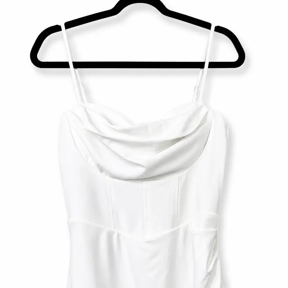 Lulus NWOT White Always Turning Heads Bustier Tulip Sweetheart Midi Dress Large - Picture 6 of 10